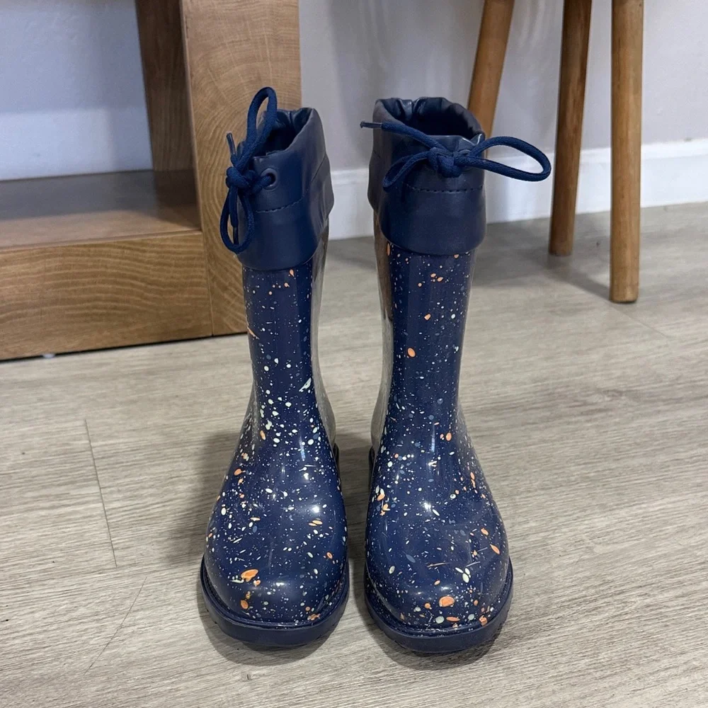 Mini Melissa Navy Splatter Rain Boots